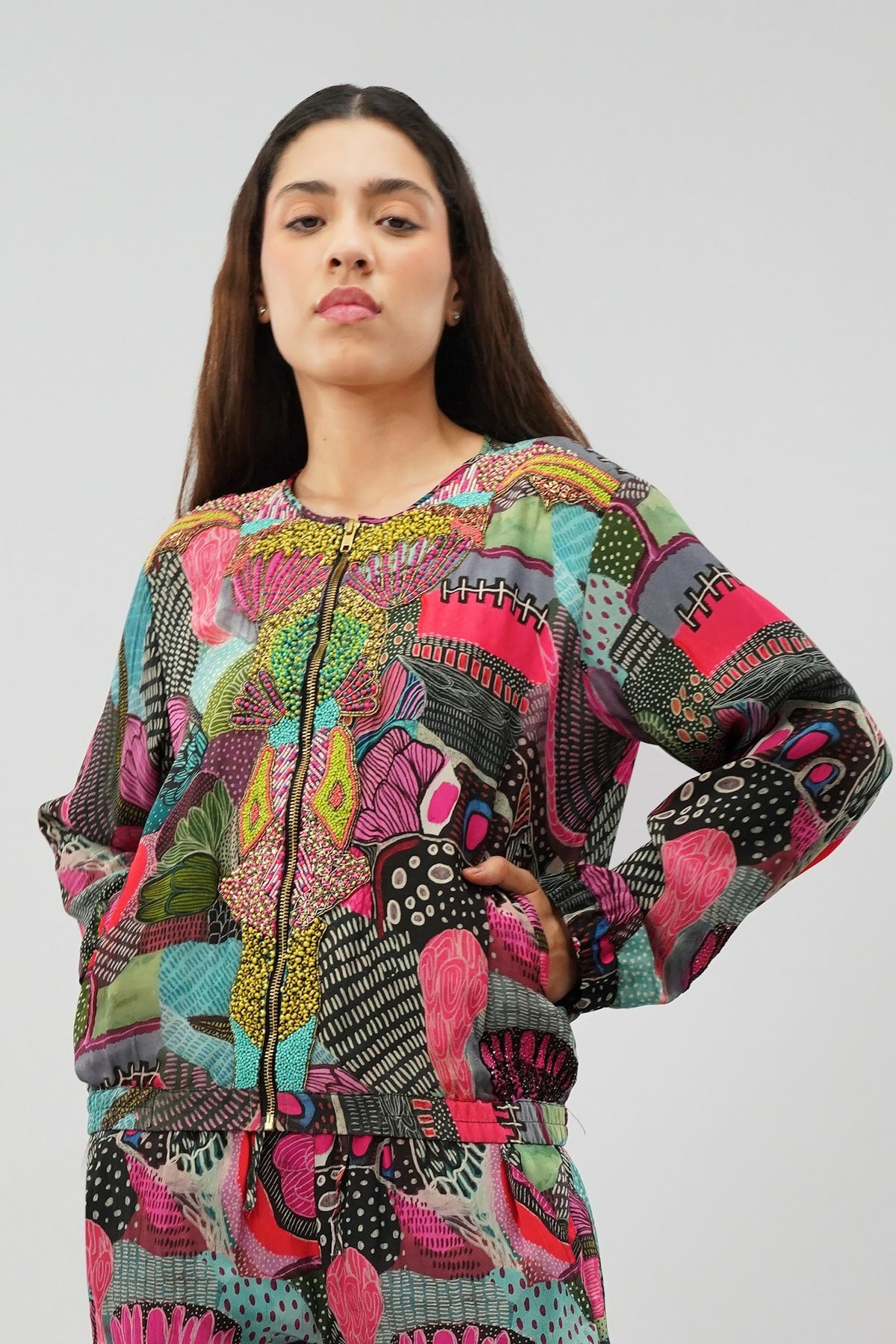 Meer Bomber Jacket Topaz Pink Multi