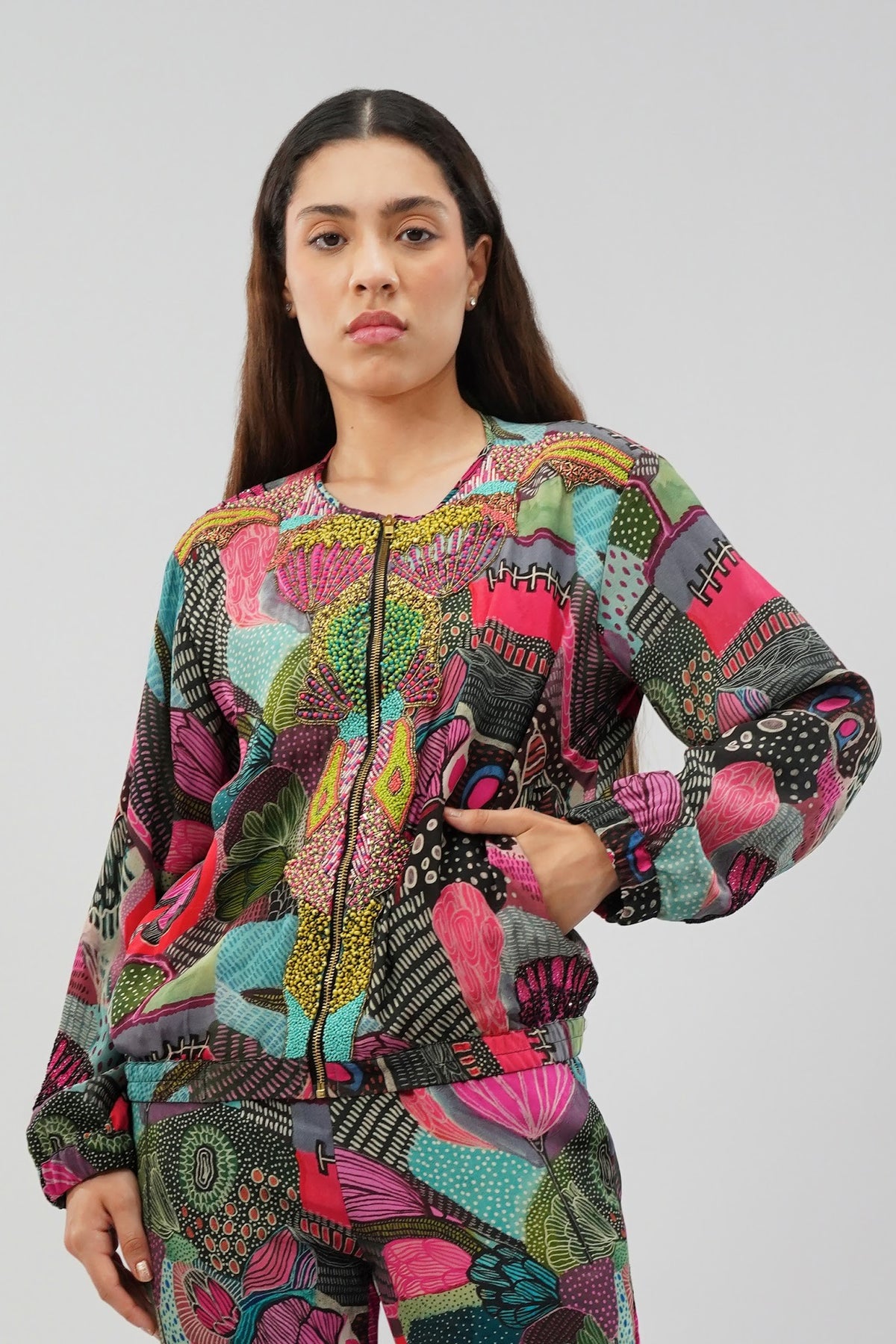 Meer Bomber Jacket Topaz Pink Multi