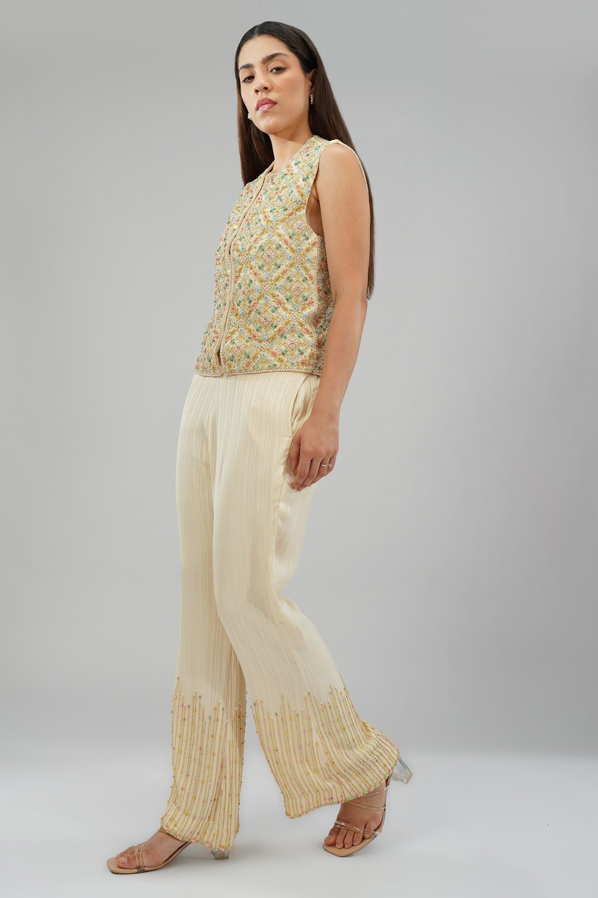 Myra Jacket Sublime Pastel Multi With Sabo Embellished Flare Pant Sublime Pastel Multi
