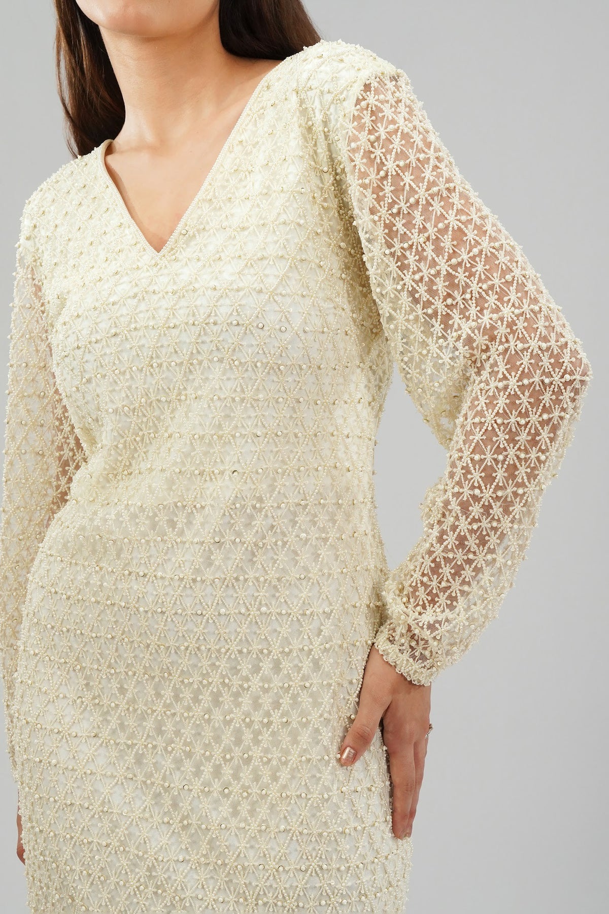 Perola Long Dress Pristine Ivory