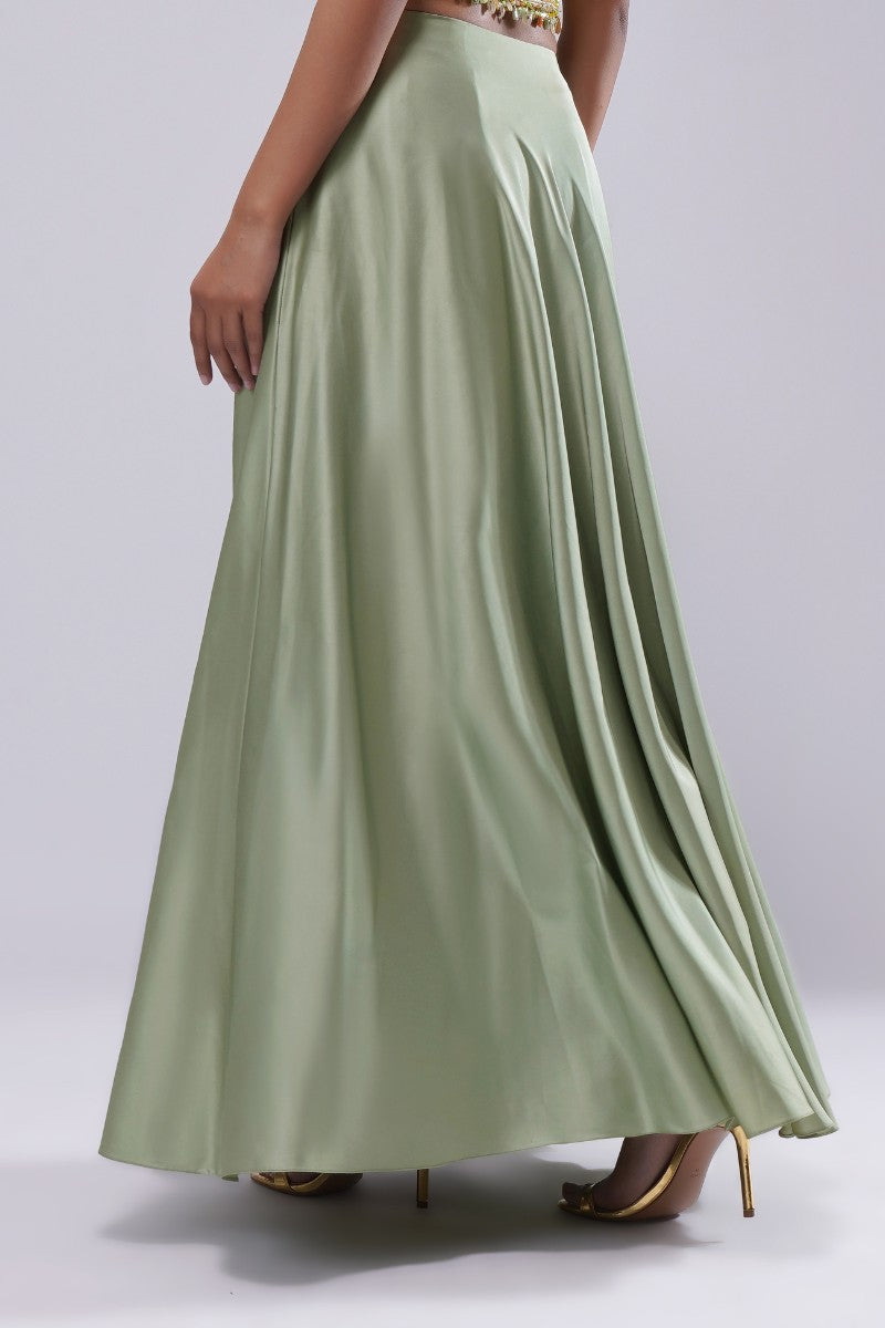 Plain Flare Lehenga Full Length Jade Green