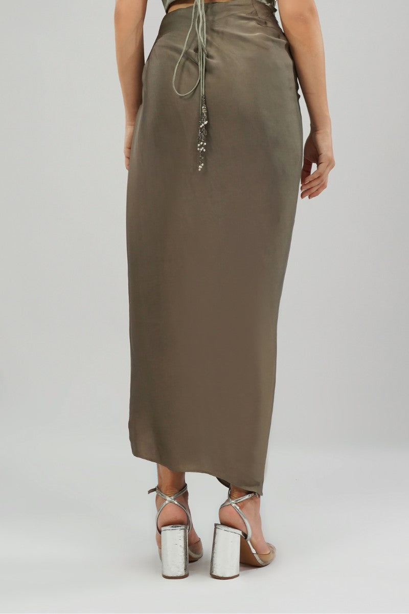 Plain Tulip Freesize Full Length Wrap Skirt Jasper Grey