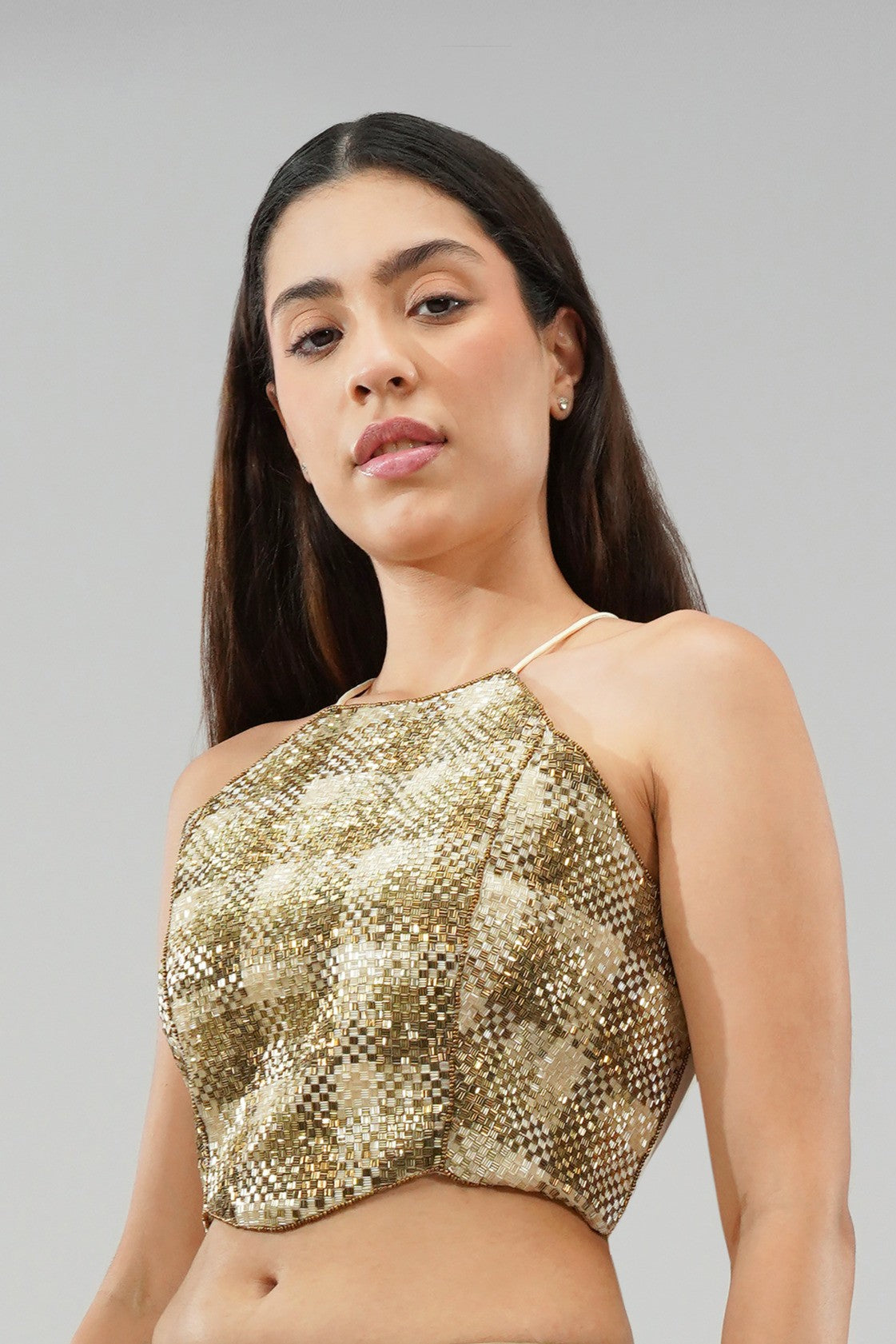 Quartz Crop Top Halterneck Fullback Peerless Gold