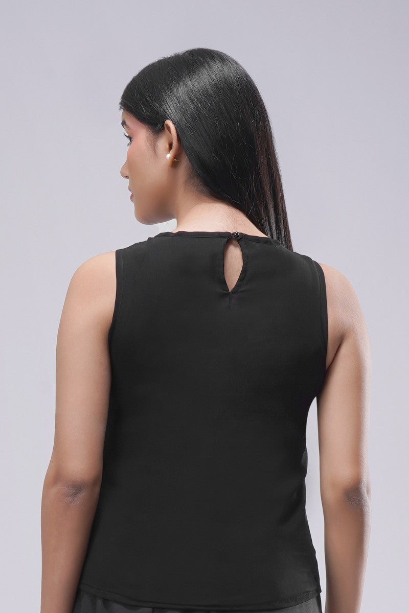 Ruche Long Top Sleeve Less Heritage Black