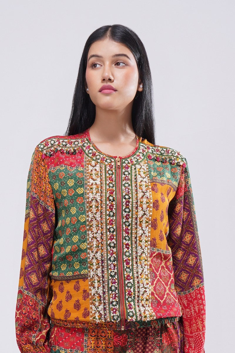 Sachi Bomber Jacket Ruby Red Emerald Green Multi