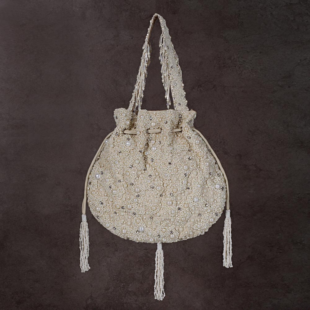 Myoki Potli Pristine Ivory With Handle – Lovetobag