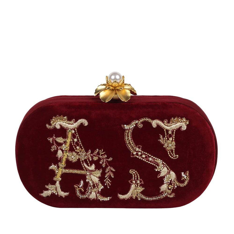 Monogram Oval Clutch Ruby Red