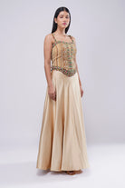 Amara Strap Corset Full-Length Princess Cut Bustier Ruby Red Emerald Green Multi With Plain Flare Lehenga Full Length Champagne Beige