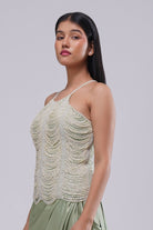 Aura Full Length Strappy Sleeve Top Jade Green