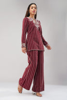 Bijoux Kurta Pant Set Pristine Ivory Ruby Red