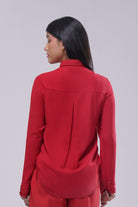Corsage Embellished Full Sleeve Shirt Carnelian Red