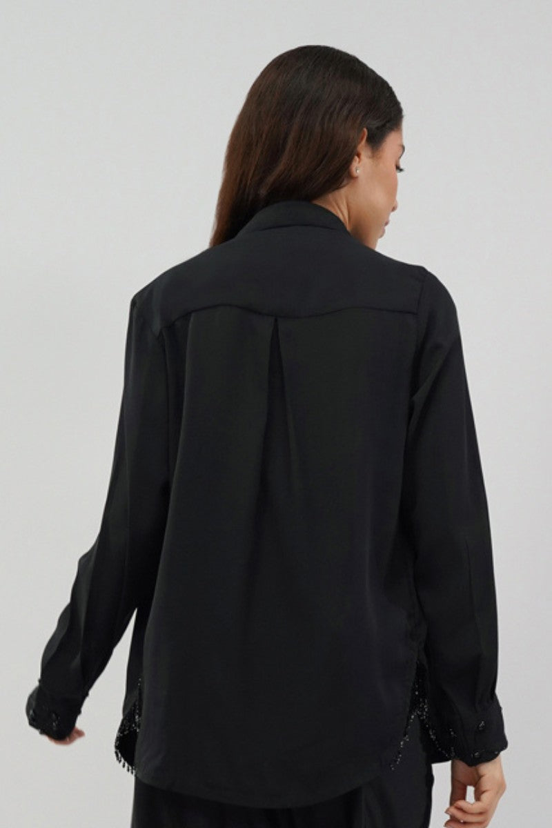 Corsage Embellished Full Sleeve Shirt Heritage Black