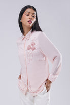 Corsage Embellished Full Sleeve Shirt Rose Quartz Pink
