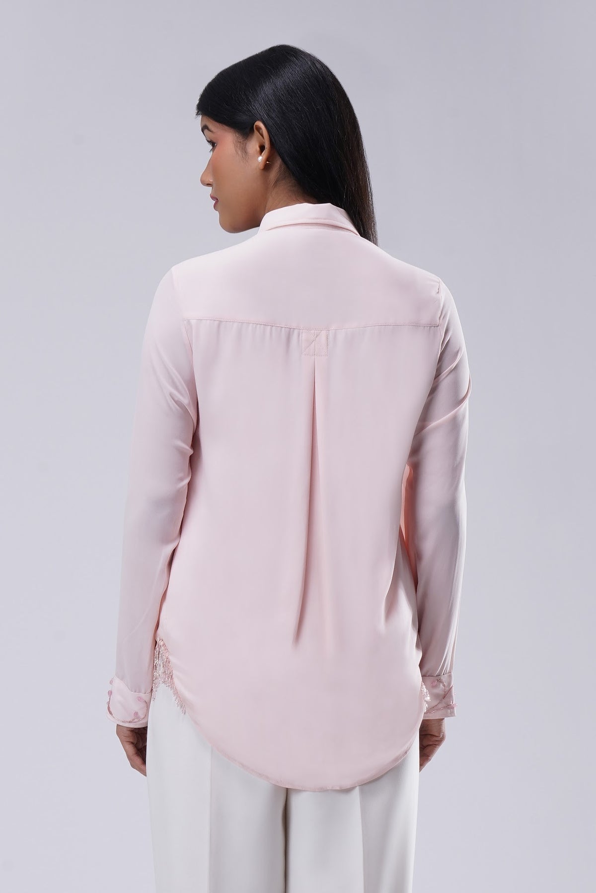 Corsage Embellished Full Sleeve Shirt Rose Quartz Pink