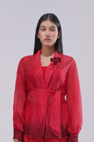 Fiona Organza Jacket Full Sleeve Carnelian Red