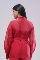 Fiona Organza Jacket Full Sleeve Carnelian Red