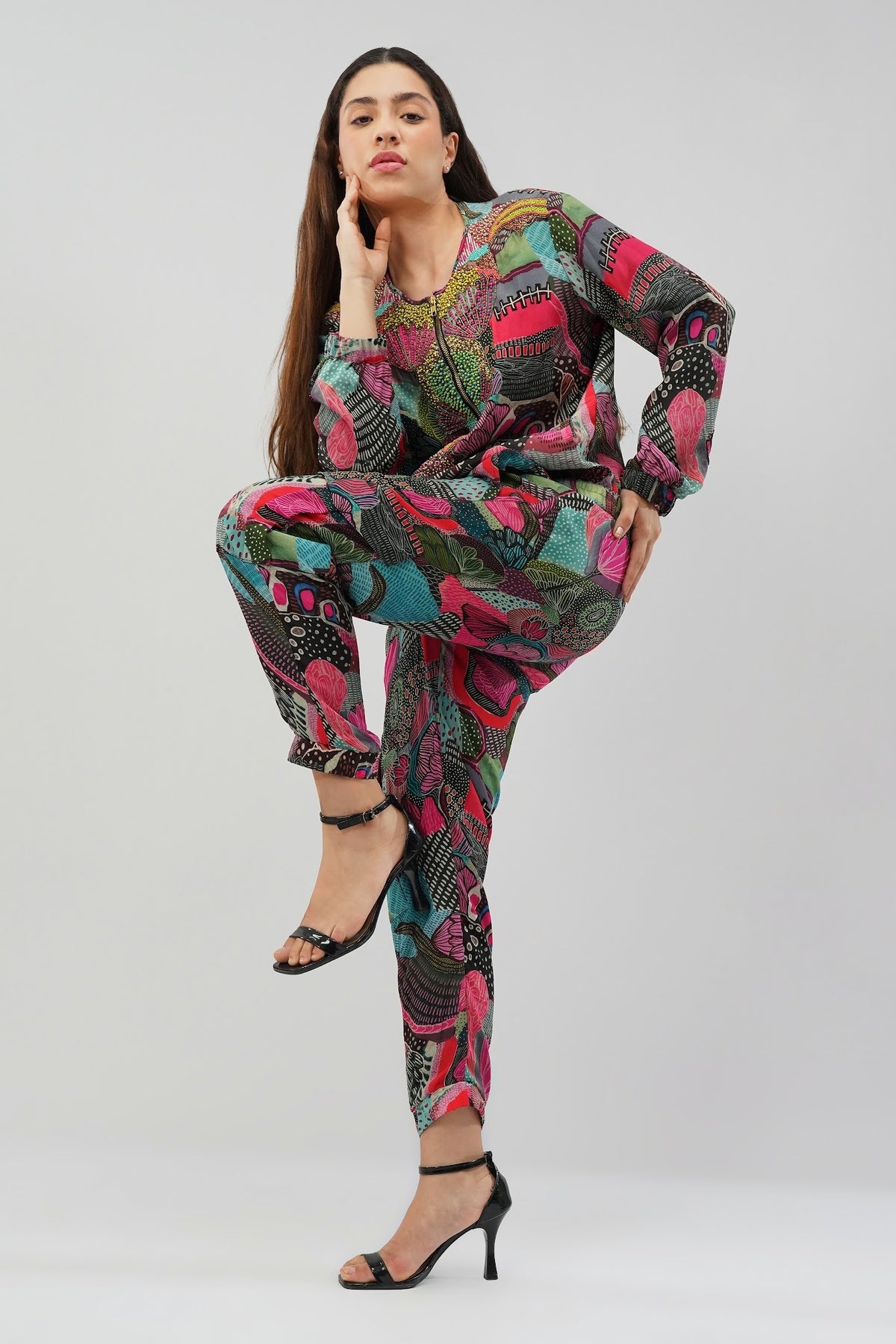 Meer Bomber Jacket Topaz Pink Multi With Meer Jogger Pant Topaz Pink Multi