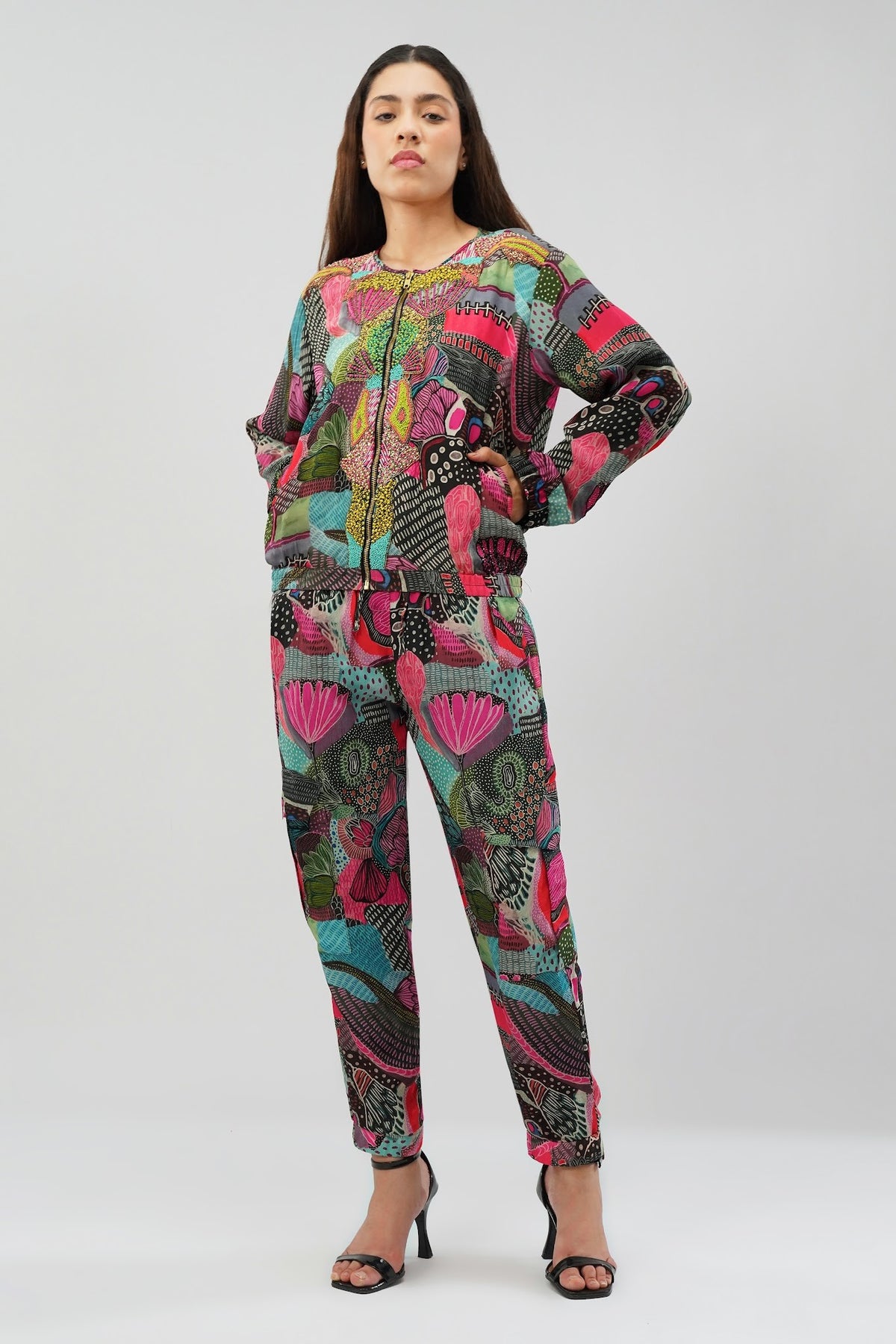 Meer Bomber Jacket Topaz Pink Multi With Meer Jogger Pant Topaz Pink Multi