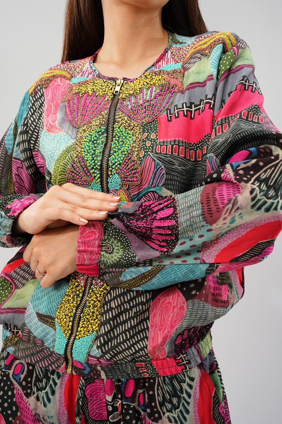 Meer Bomber Jacket Topaz Pink Multi With Meer Jogger Pant Topaz Pink Multi