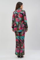 Meer Embellished Full Sleeve Shirt Topaz Pink Multi With Flare Pant Topaz Pink Multi