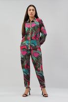 Meer Embellished Full Sleeve Shirt Topaz Pink Multi With Meer Jogger Pant Topaz Pink Multi