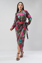 Meer Embellished Shirt Full Sleeve Topaz Pink Multi With Meer Tulip Wrap Skirt Sleeve Topaz Pink Multi