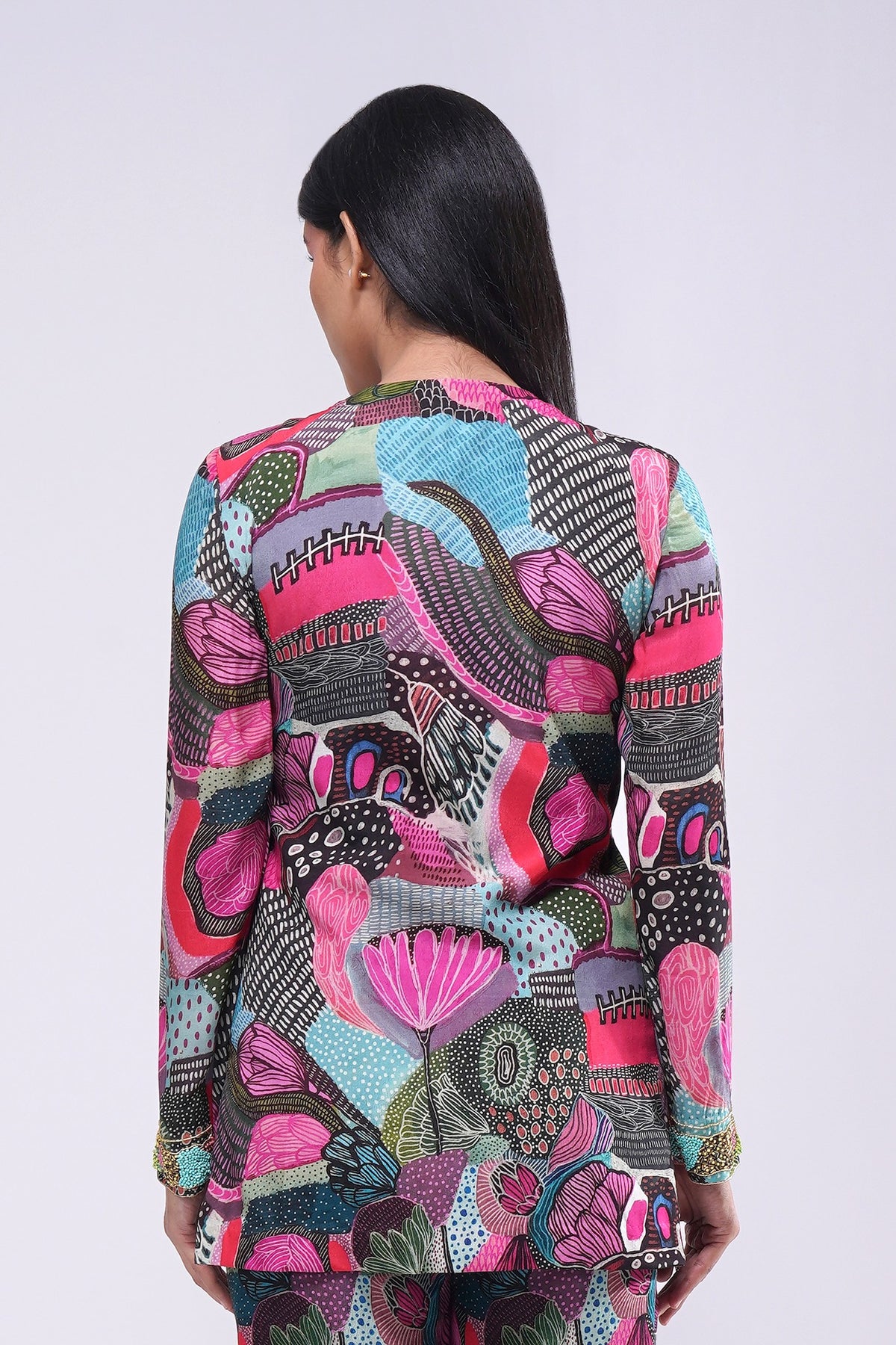 Meer Embellished Short Kurti Topaz Pink Multi