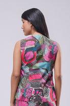 Meer Full Length Waist Coat Sleeve Less Topaz Pink Multi