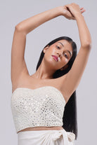 Mirror Crop Top Sleeve Less Bustier Pristine Ivory