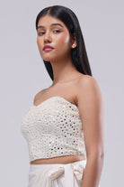 Mirror Crop Top Sleeve Less Bustier Pristine Ivory