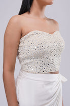 Mirror Crop Top Sleeve Less Bustier Pristine Ivory