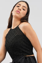 Opal Crop Top Halterneck Backless Heritage Black