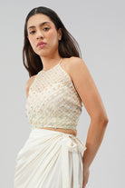 Opal Crop Top Halterneck Backless Pristine Ivory Multi