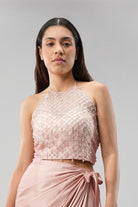 Opal Crop Top Halterneck Backless Rose Quartz Pink