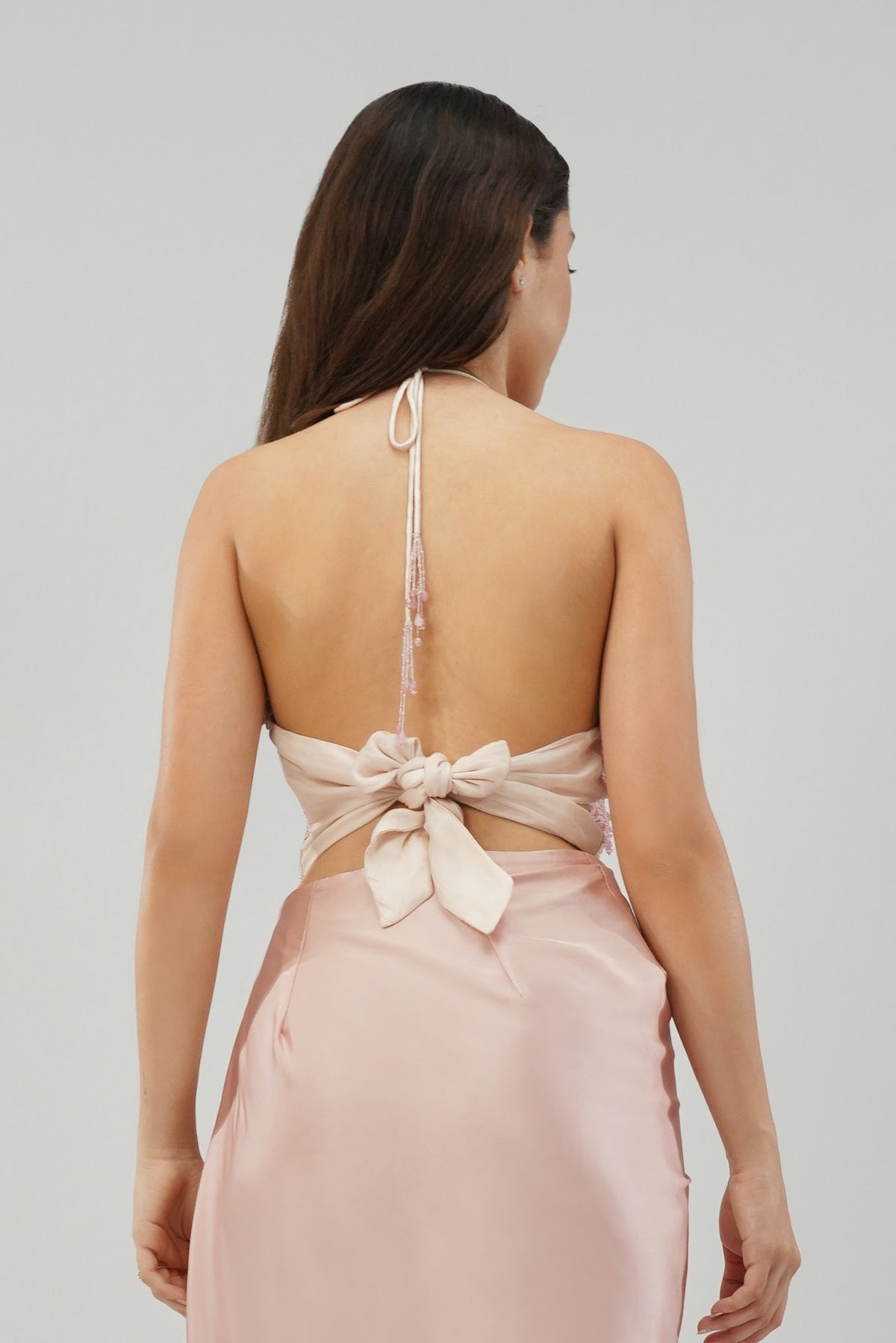 Opal Crop Top Halterneck Backless Rose Quartz Pink