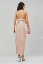 Opal Crop Top Halterneck Backless Rose Quartz Pink With Plain Tulip Freesize Wrap Skirt Rose Quartz Pink