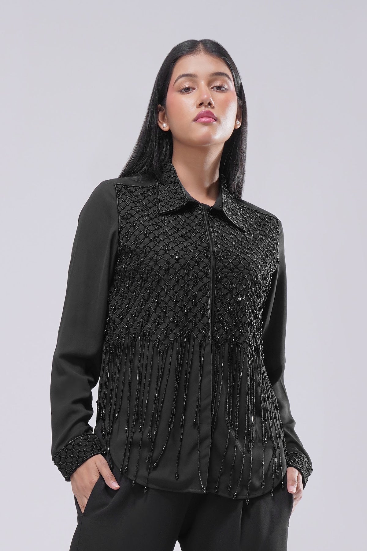 Opal Embellished Full Sleeve Shirt Heritage Black
