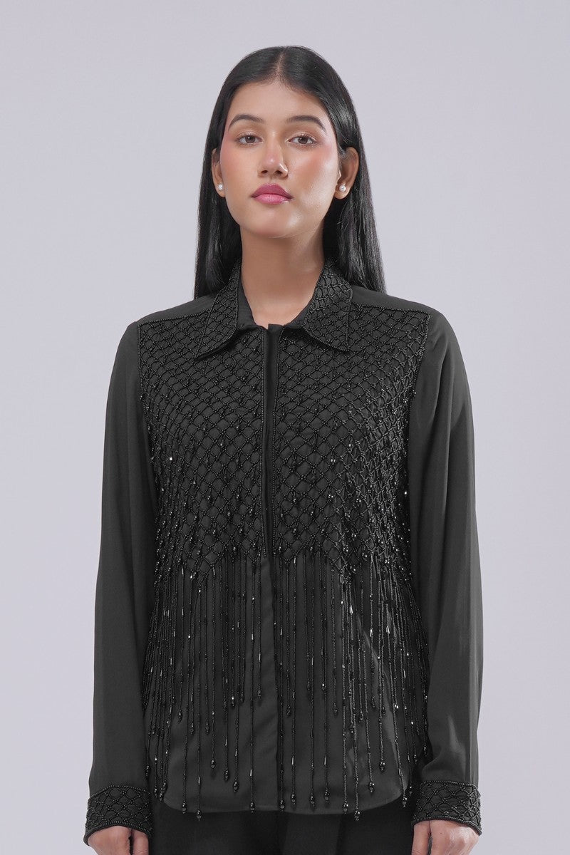 Opal Embellished Full Sleeve Shirt Heritage Black