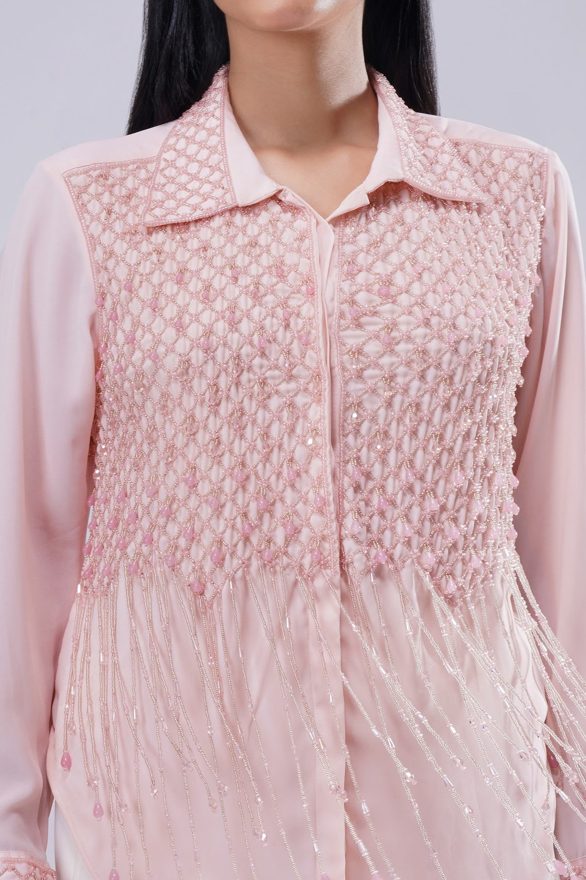 Opal Embellished Full Sleeve Shirt Rose Quartz Pink