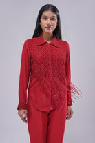 Opal Embellished Full Sleeve Shirt Ruby Red