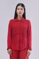 Opal Embellished Full Sleeve Shirt Ruby Red
