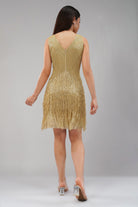 Panache Knee Length Strapy Sleeve Dress Champagne Beige