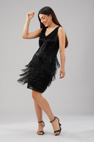 Panache Knee Length Strapy Sleeve Dress Heritage Black