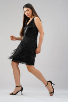 Panache Knee Length Strapy Sleeve Dress Heritage Black