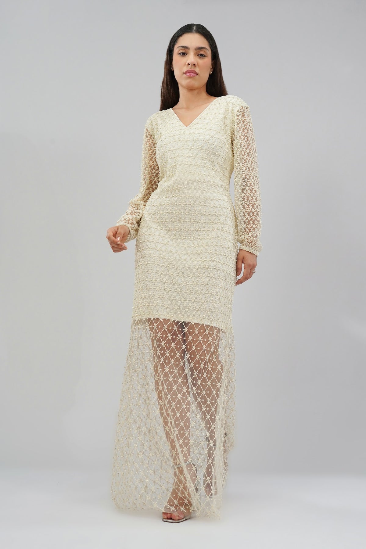 Perola Long Dress Pristine Ivory