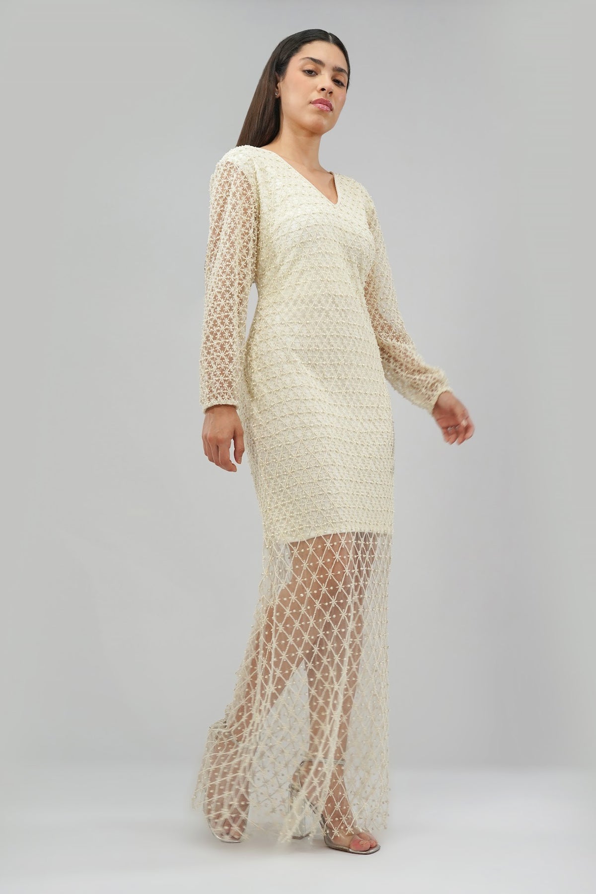 Perola Long Dress Pristine Ivory