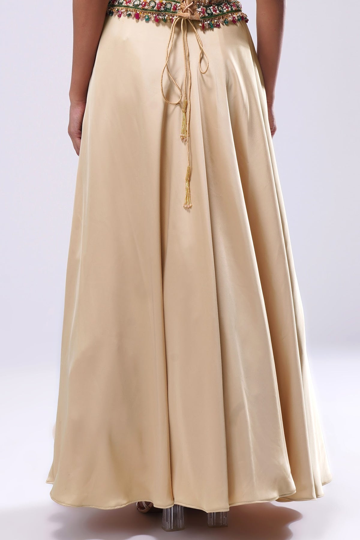 Plain Flare Lehenga Full Length Champagne Beige