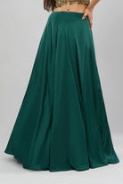 Plain Flare Lehenga Full Length Emerald Green