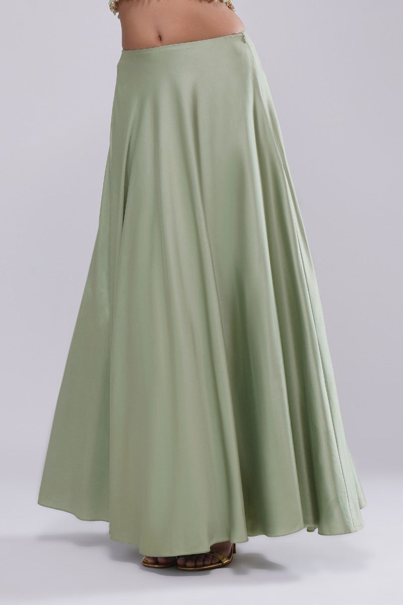 Plain Flare Lehenga Full Length Jade Green