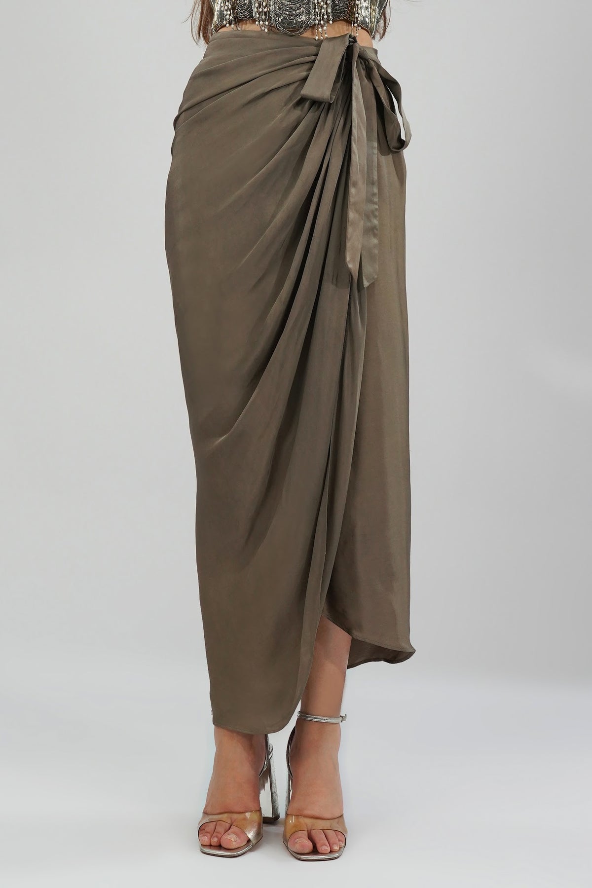 Plain Tulip Freesize Full Length Wrap Skirt Jasper Grey